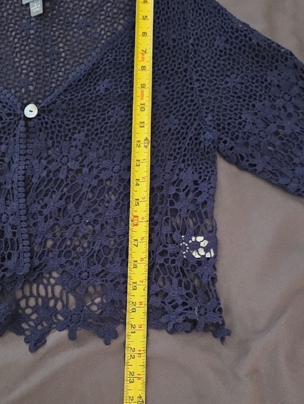 Rabbit Rabbit Rabbit Navy Crochet Floral-Edge Button Cardigan - Picture 7 of 11